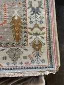 Cleo 8x10 Light Green and Ivory Hand-Knotted Oushak Rug | Banana Manor Rug Company