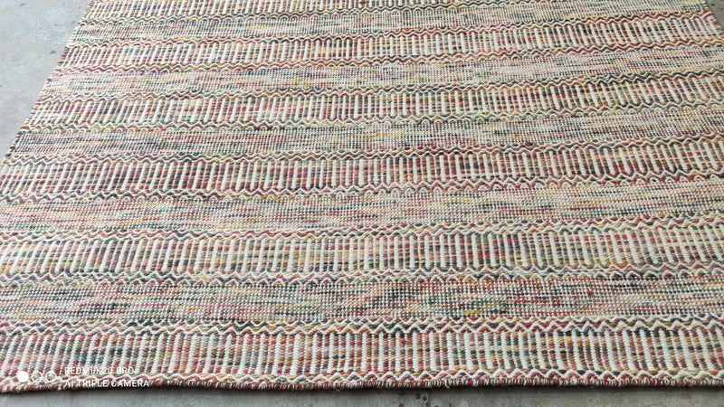 Felipe Rose 6.9x9.3 Multi-Colored Handwoven Durrie | Banana Manor Rug Company