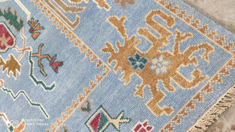 Leah 8x10 Light Blue Hand-Knotted Oushak Rug