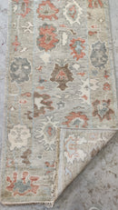 Paisley 2.6x14 Hand-Knotted Tan and Rust Oushak Runner | Banana Manor Rug Company