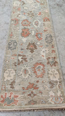Paisley 2.6x14 Hand-Knotted Tan and Rust Oushak Runner | Banana Manor Rug Company