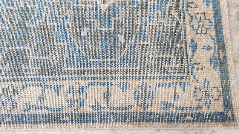 Sloane 5x5.6 Hand-Knotted Blue Oushak Rug