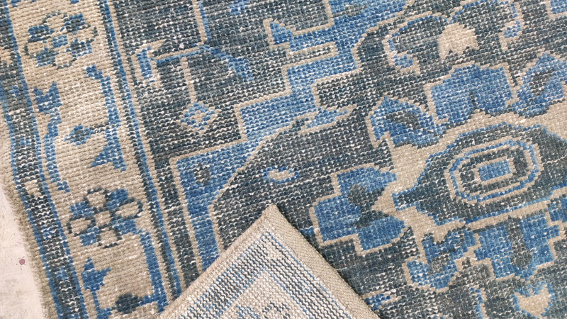 Sloane 5x5.6 Hand-Knotted Blue Oushak Rug