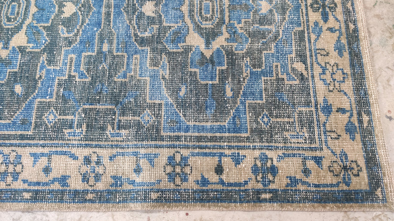 Sloane 5x5.6 Hand-Knotted Blue Oushak Rug