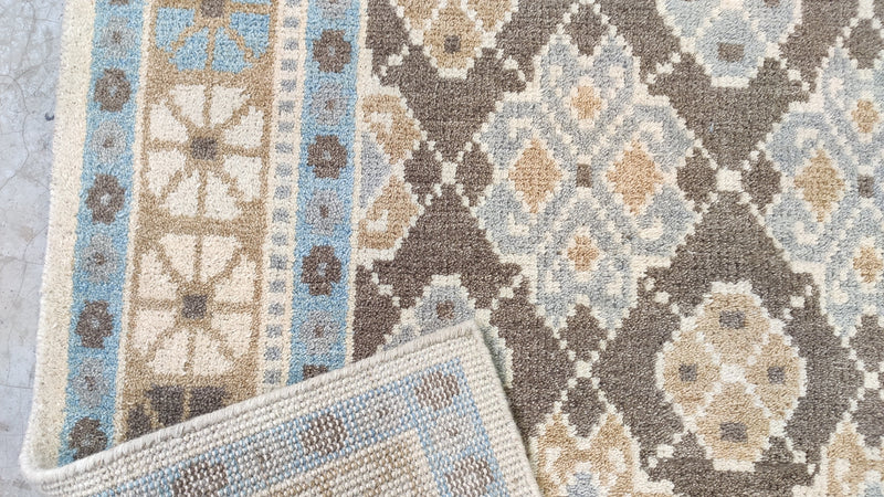 Kinley 4.9x6.6 Hand-Knotted Cream and Brown Oushak Rug | Banana Manor Rug Company