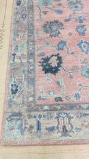 Scarlette 4x6 Pink and Beige Hand-Knotted Bamboo Silk Oushak Rug