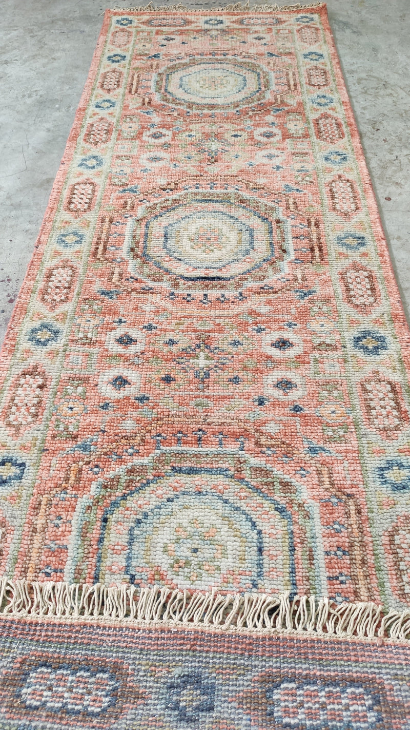 LuLu 2.9x8  Rust Hand-Knotted Oushak Runner Rug