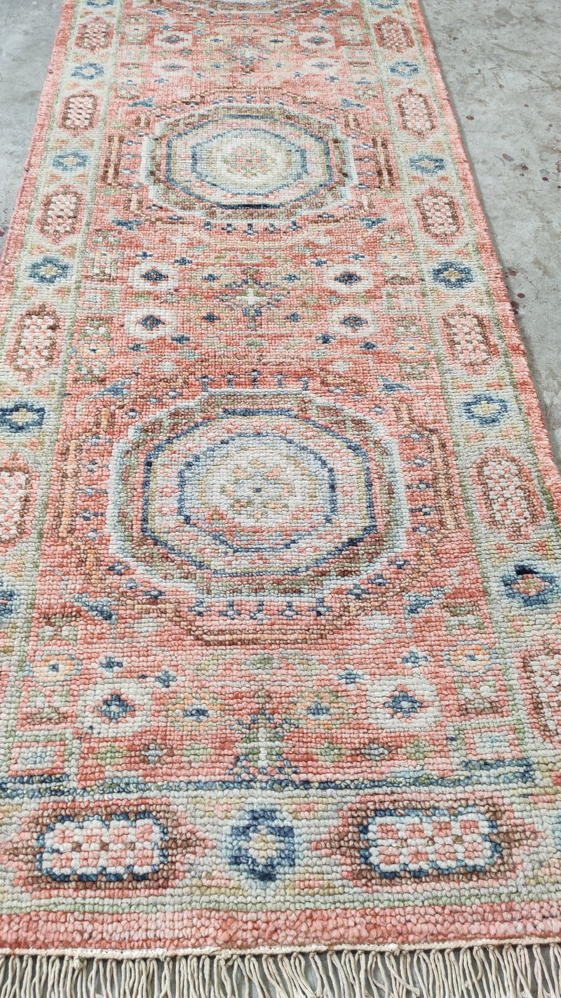 LuLu 2.9x8  Rust Hand-Knotted Oushak Runner Rug