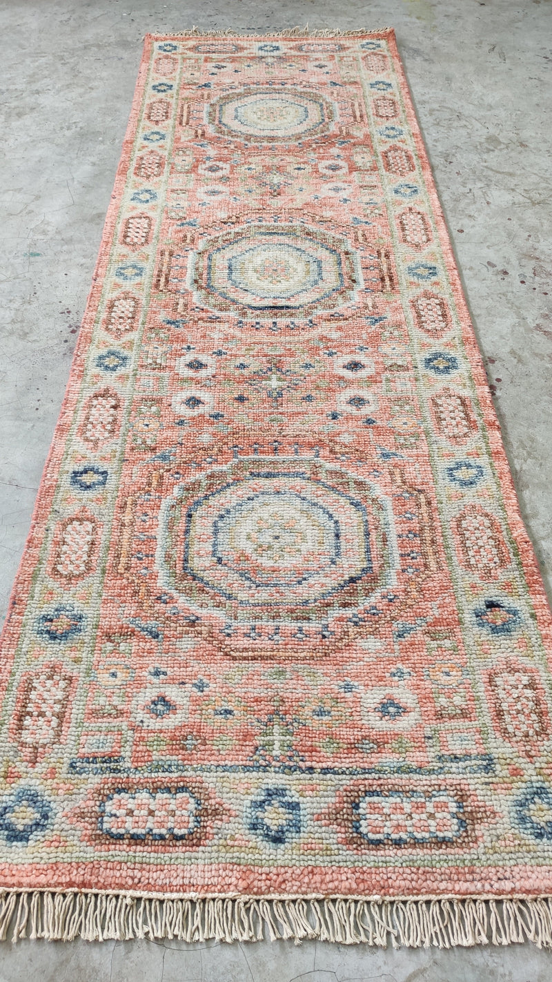 LuLu 2.9x8  Rust Hand-Knotted Oushak Runner Rug