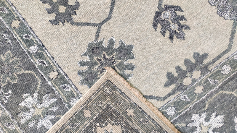 Hermione 7.6x9.9 Light Green and Grey Hand-Knotted Oushak Rug | Banana Manor Rug Company