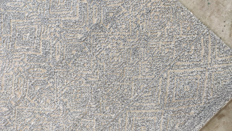 Dionne 8x9.9 Hand-Knotted Grey and Ivory Modern Rug | Banana Manor Rug Company