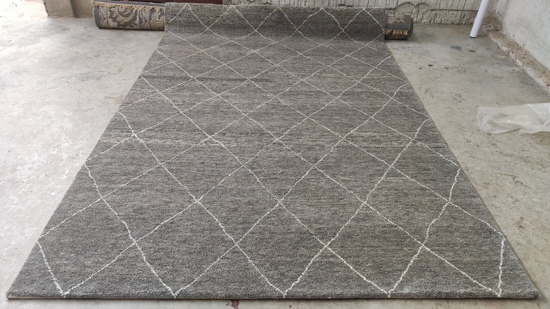 Ignatious 6x9.3 Grey and White Hand-Knotted Rug | Banana Manor Rug Company