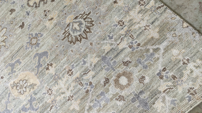 Mona Fastvold 8x9.6 Beige and Tan Hand-Knotted Oushak Rug | Banana Manor Rug Company