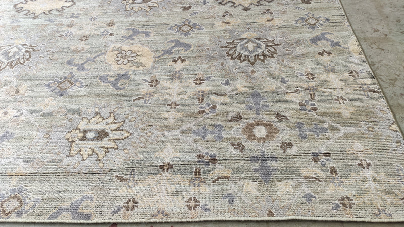 Mona Fastvold 8x9.6 Beige and Tan Hand-Knotted Oushak Rug | Banana Manor Rug Company