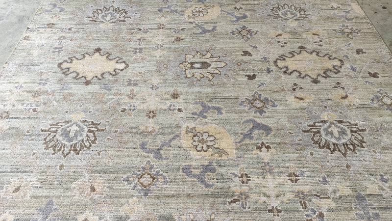 Mona Fastvold 8x9.6 Beige and Tan Hand-Knotted Oushak Rug | Banana Manor Rug Company