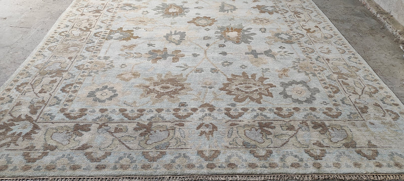 Ida Elise Broch 10x14 Sky Blue Hand-Knotted Oushak Rug | Banana Manor Rug Company