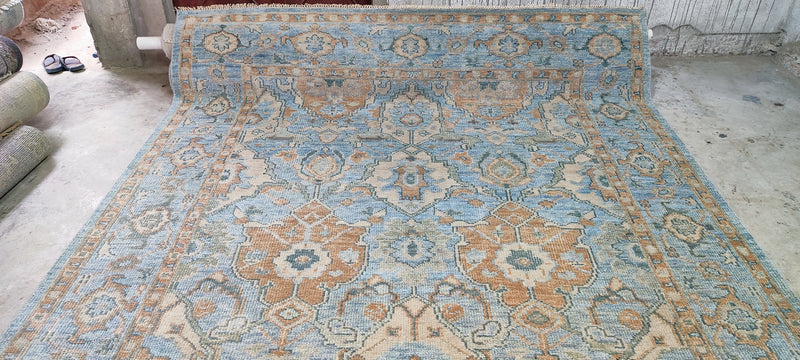 Nancy Lancaster Light Blue Hand-Knotted Oushak Rug 8.3x10 | Banana Manor Rug Company