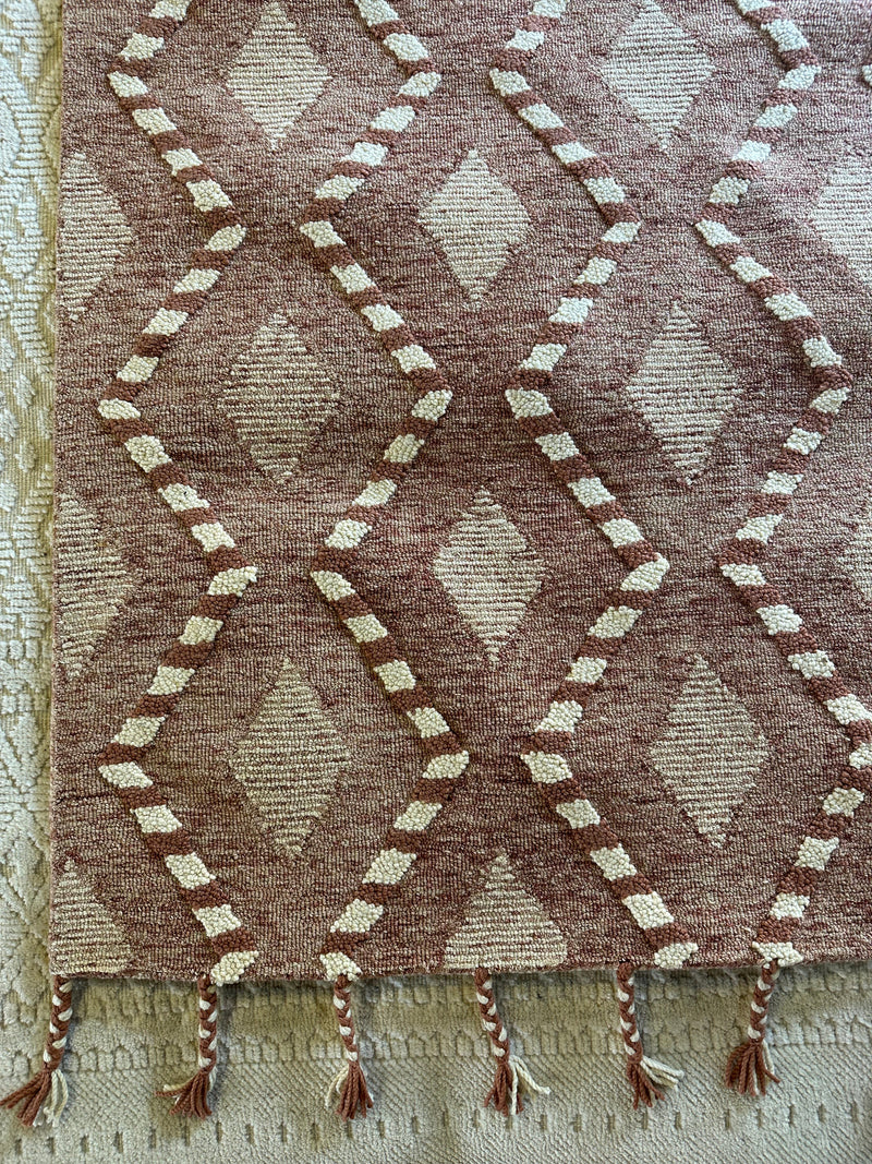 Birgitte Hjort Sorensen 5x7.6 Rust and Beige Hand-Tufted Rug