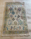 Mary Makhatho 4x6 Hand-Knotted Oushak Rug Ivory and Green