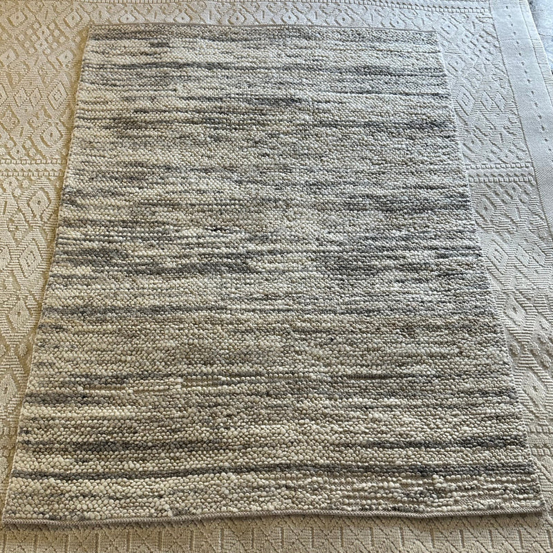 Colley Cibber Handwoven Wool Durrie Natural Grey and White Goti Rug (Multiple Sizes Available) CLEARANCE