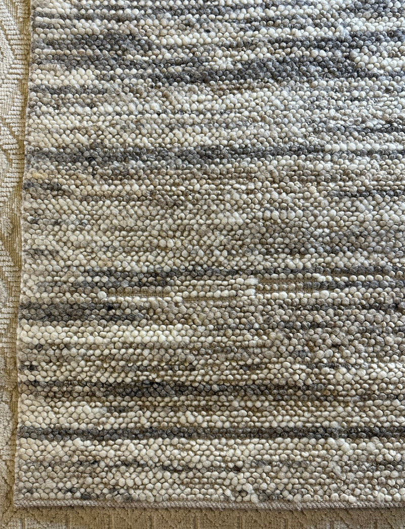 Colley Cibber Handwoven Wool Durrie Natural Grey and White Goti Rug (Multiple Sizes Available) CLEARANCE