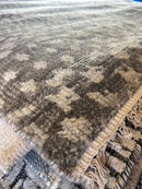 Steve Rubell 9x11.9 Brown and Ivory Hand-Knotted Modern Rug