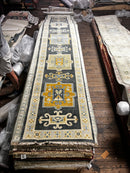 Ariel 2.6x14 Dark Grey and Ivory Hand-Knotted Oushak Runner Rug