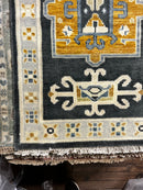 Ariel 2.6x14 Dark Grey and Ivory Hand-Knotted Oushak Runner Rug