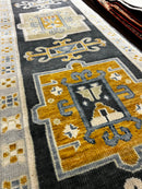 Ariel 2.6x14 Dark Grey and Ivory Hand-Knotted Oushak Runner Rug