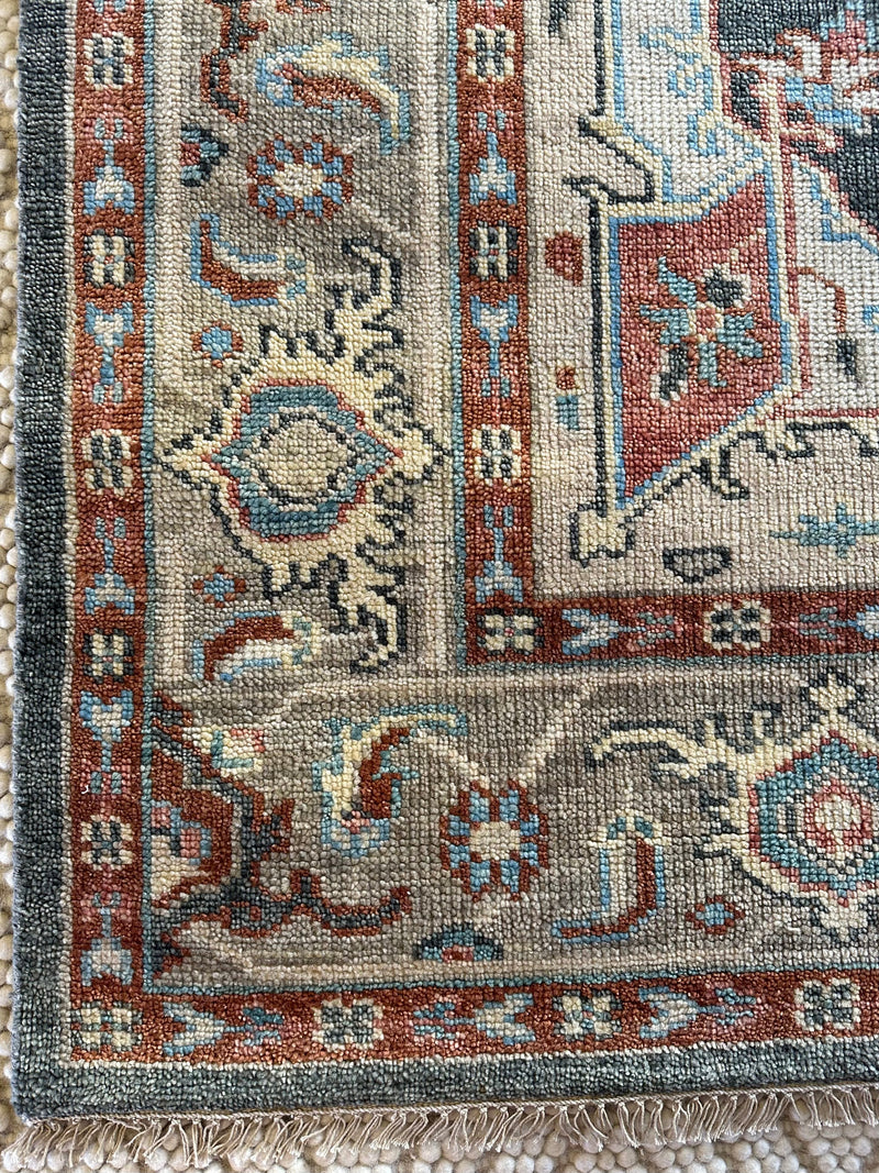 Elizabeth Gordon 8x9.9 Grey Hand-Knotted Oriental Rug