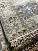 Della 2.6x13.9  Grey and Beige Hand-Knotted Oushak Runner Rug
