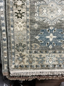 Della 2.6x13.9  Grey and Beige Hand-Knotted Oushak Runner Rug