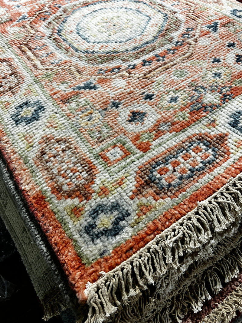 LuLu 2.9x8  Rust Hand-Knotted Oushak Runner Rug