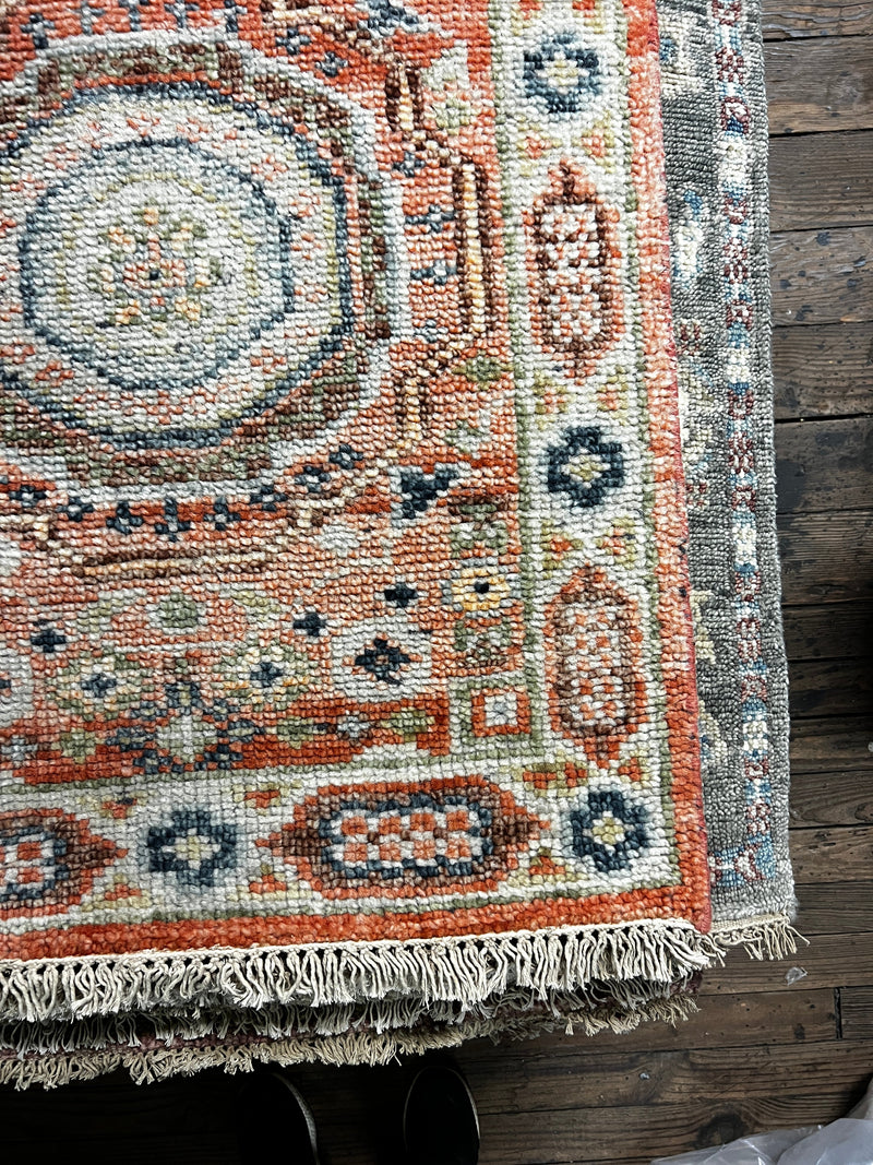 LuLu 2.9x8  Rust Hand-Knotted Oushak Runner Rug