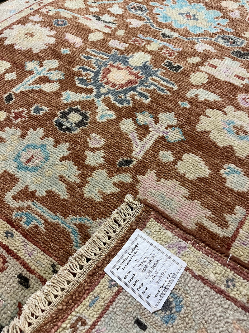 Nellie 4x5 Rust Hand-Knotted Oushak Rug | Banana Manor Rug Company