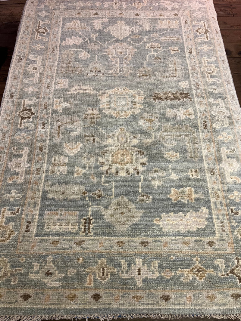 Mariah 4x6 Hand-Knotted Aqua Green Oushak Rug | Banana Manor Rug Company