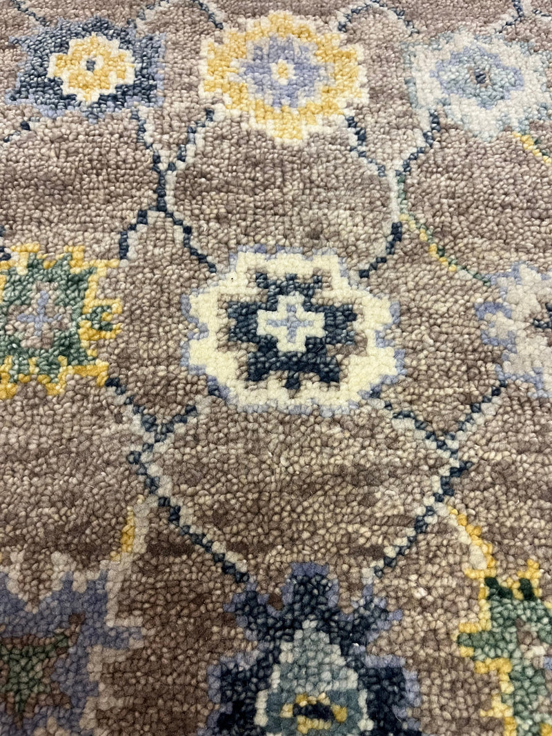 Ana Claudia Brown and Blue Hand-Knotted Oushak Rug 4x6 | Banana Manor Rug Company