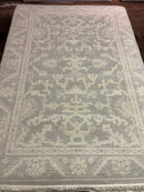 Margaret Sullivan Silver and Grey Hand-Knotted Oushak Rug 4x6 | Banana Manor Rug Company