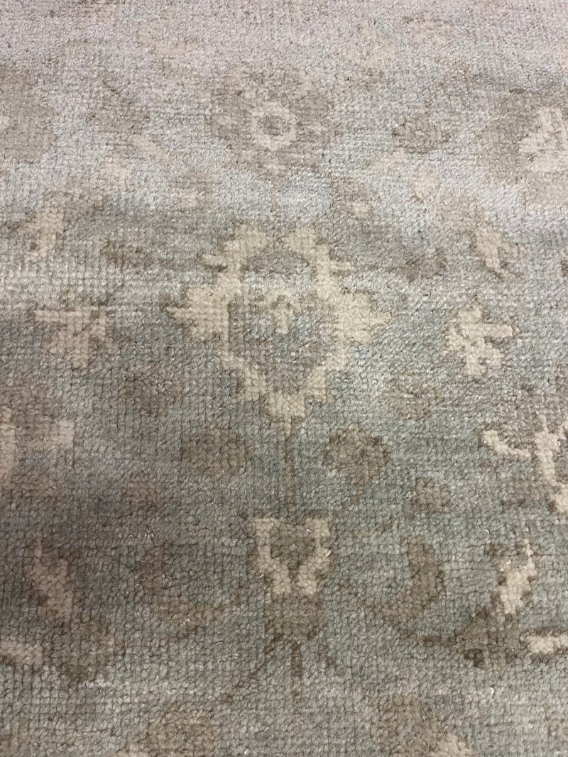 Lauren Geremia Light Green and Tan Hand-Knotted Oushak Rug 4x6.3 | Banana Manor Rug Company