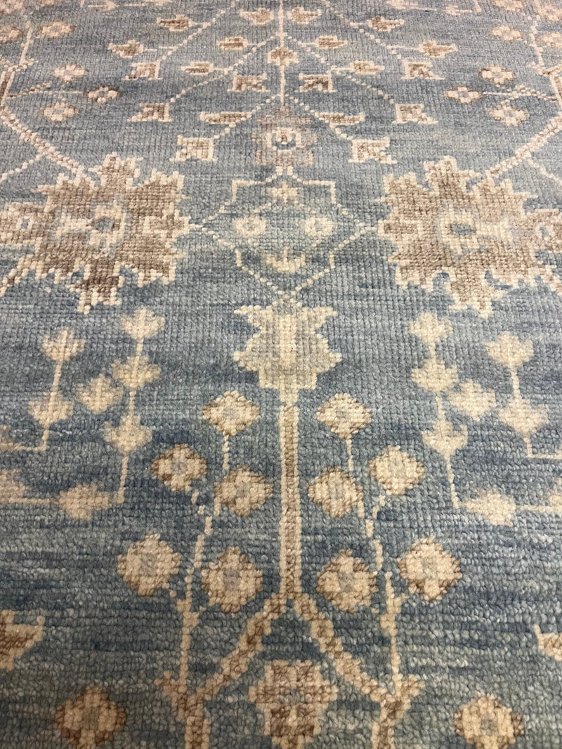 Kelly Behun Blue and Ivory Hand-Knotted Oushak Rug 4x6 | Banana Manor Rug Company