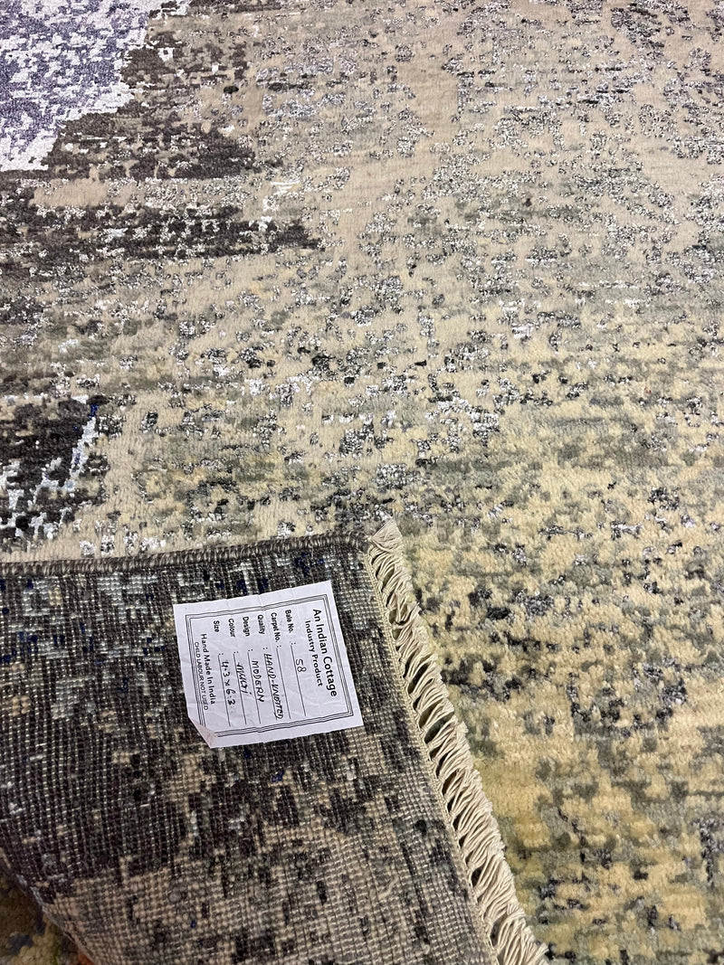 Natassia Malthe 4.3x6.3 Beige and Light Blue Hand-Knotted Rug | Banana Manor Rug Company