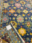 Ingrid Vandebosch Gordon 4x6.3 Blue and Green Hand-Knotted Oushak Rug | Banana Manor Rug Company