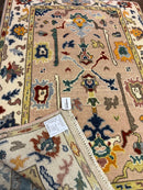 Ruth Becquart 4x6 Light Rust and Ivory Hand-Knotted Oushak Rug | Banana Manor Rug Company