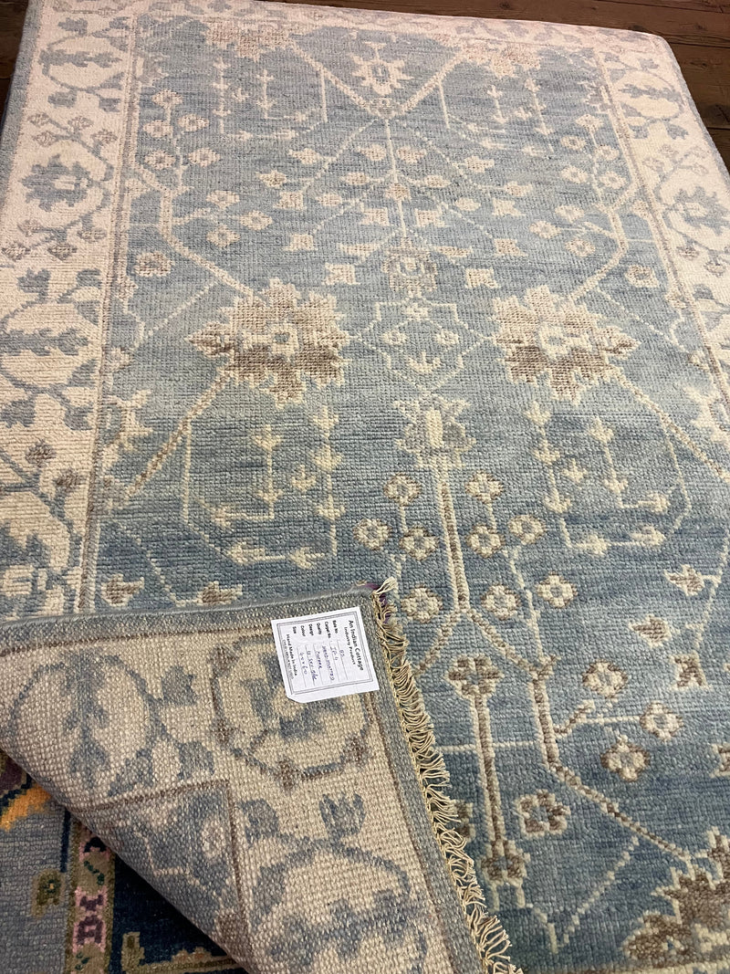 Catherine Deneuve 4x6 Light Blue Hand-Knotted Oushak Rug | Banana Manor Rug Company