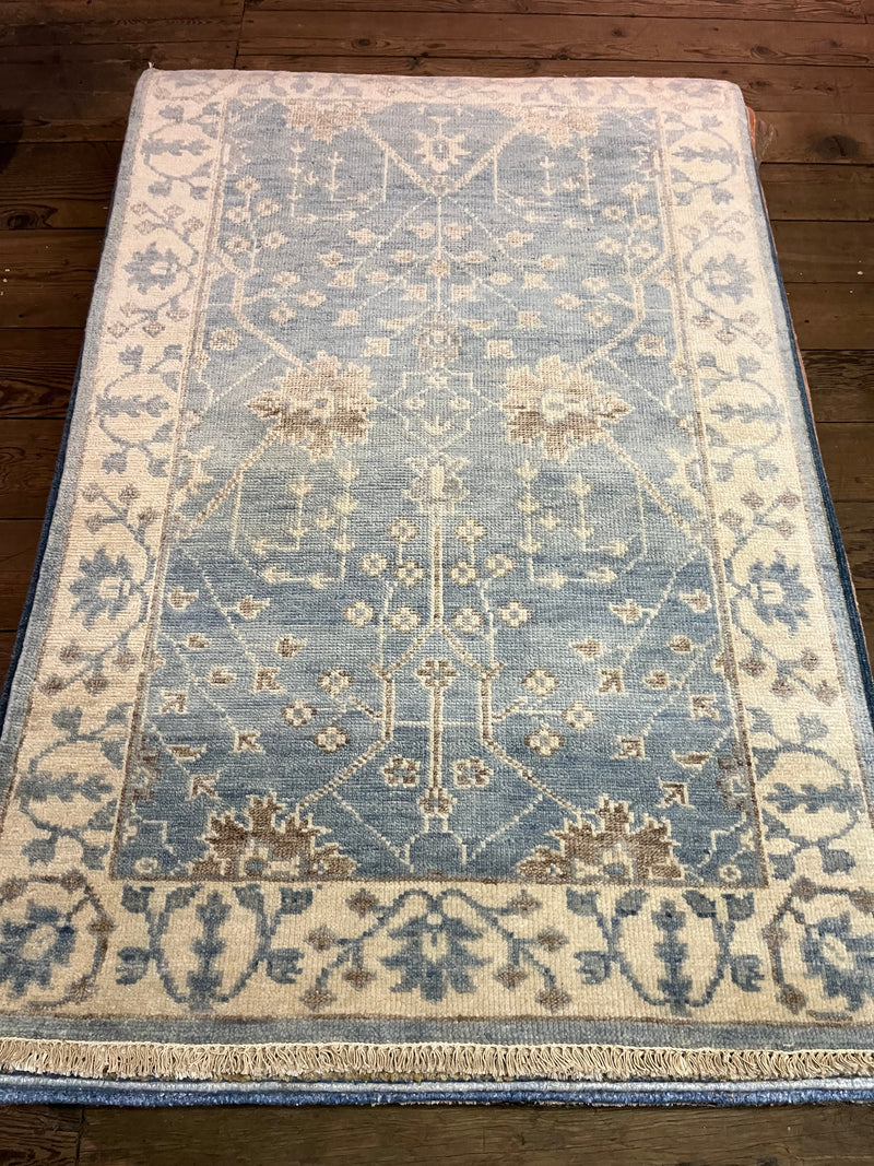 Catherine Deneuve 4x6 Light Blue Hand-Knotted Oushak Rug | Banana Manor Rug Company