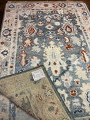 Georgiana 4x6 Blue and Grey Hand-Knotted Bamboo Silk Oushak Rug | Banana Manor Rug Company