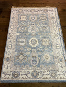 Everly 4x6 Sky Blue and Beige Hand-Knotted Bamboo Silk Oushak Rug | Banana Manor Rug Company