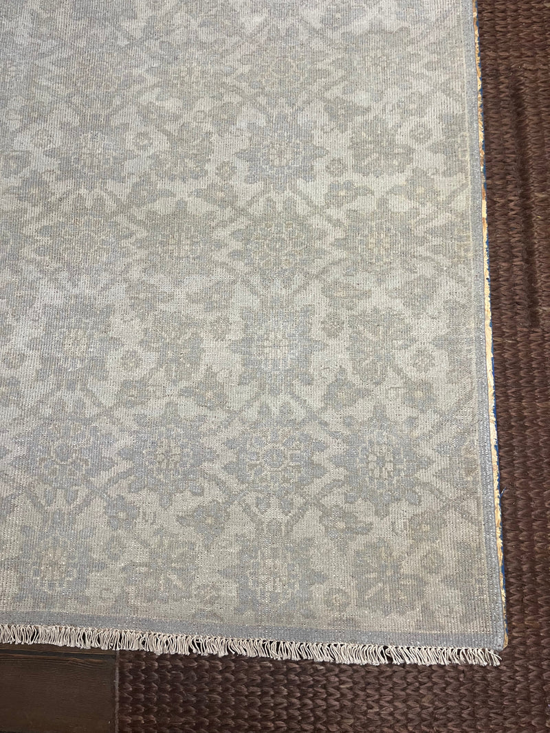 Michelle Nussbaumer Silver and Grey Hand-Knotted Oushak Rug 5x7 | Banana Manor Rug Company