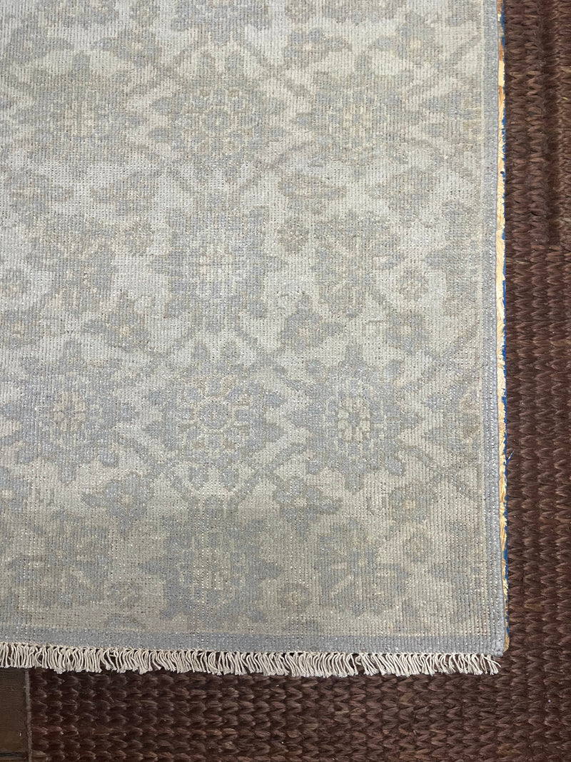 Michelle Nussbaumer Silver and Grey Hand-Knotted Oushak Rug 5x7 | Banana Manor Rug Company