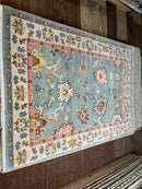 Lize Feryn 5x7 Light Green and Ivory Hand-Knotted Oushak Rug | Banana Manor Rug Company